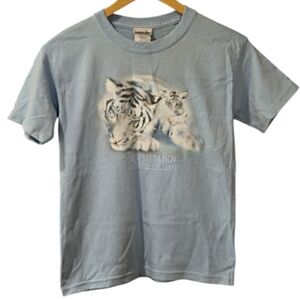Siegfried & Roy Blue Graphic Tee Kids Tshirt Youth Small Tigers NWT